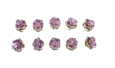 TEN (10) VINTAGE AUSTRIAN CRYSTAL BUTTON COVERS PURPLE & GOLDTONE