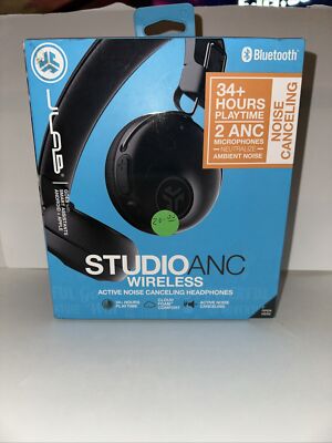 JLab Studio ANC On-Ear Wireless Headphones, 34+ Hr. Bluetooth 5 Playtime Faux