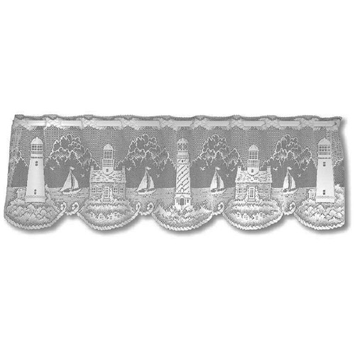 Lighthouse White Heritage Lace Window Split Swag Valance Tier or Panel - Picture 4 of 11