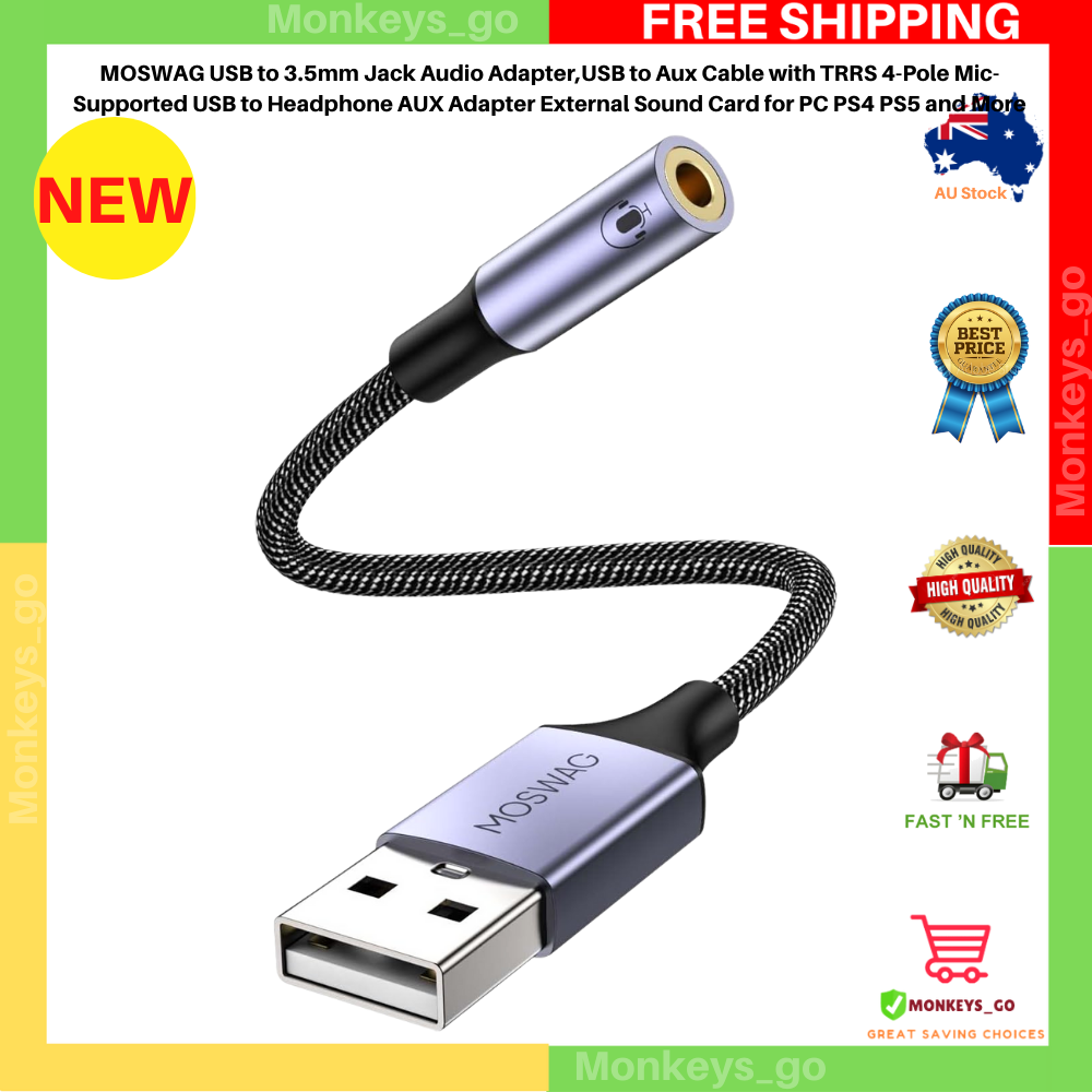 Moswag Usb Converter Mm Jack Usb To Audio Jack MOSWAG USB To TRS - Main Image