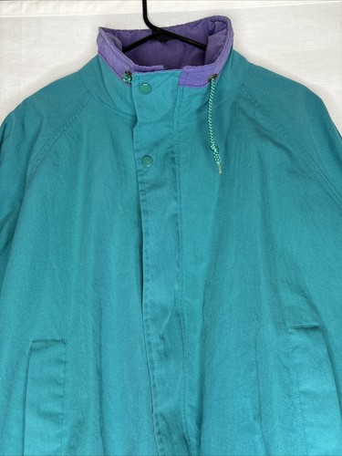 Chaqueta Forrada de Vellón con Cremallera Verde Azulado Imperial California Años 80 De Colección Talla XL Hecha en EE. UU. - Imagen 2 de 7