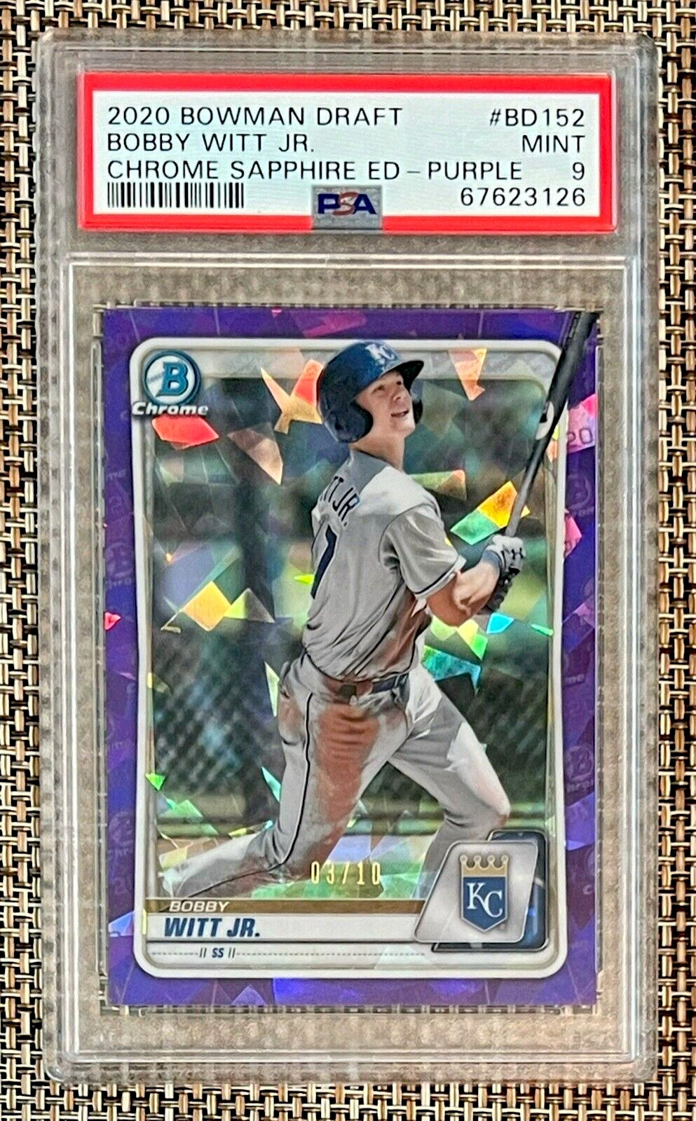 2020 Bowman Draft Chrome Bobby Witt Jr. #03/10 Sapphire Edition Purple SSP PSA 9