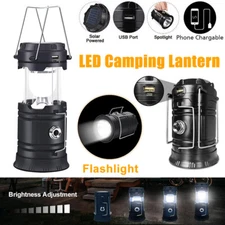 Portable Solar LED Camping Lantern USB Rechargeable Flashlight Tent Light Lamp