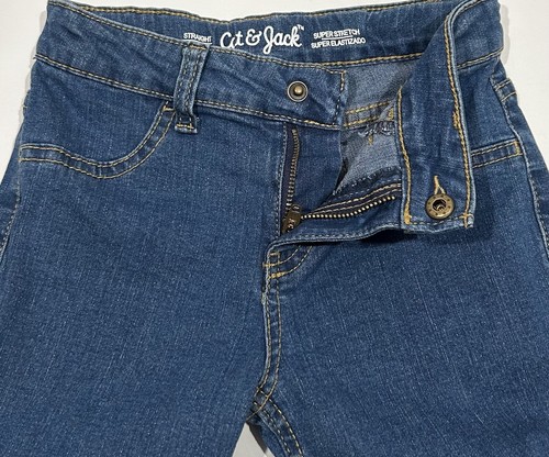Cat And Jack Girls Blue Super Stretch Straight Jeans Adjustable Waist Size 6 - Picture 9 of 11