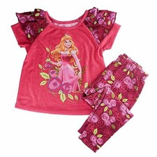 Disney Store Aurora Sleeping Beauty PJ Pajamas Rose 2pc Pants Short Sleeves NEW