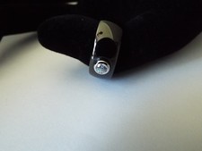 Black ceramic ring with cz set in sterling silver ring size 7.5