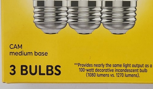 GE Ultra Bright LED 3 Bulb Pack Soft White 13 Year Dimmable CAM Medium Base - 第 5/11 張圖片