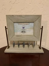 Seashore Discoveries Decorative Wooden Photo Frame with Pewter Fish