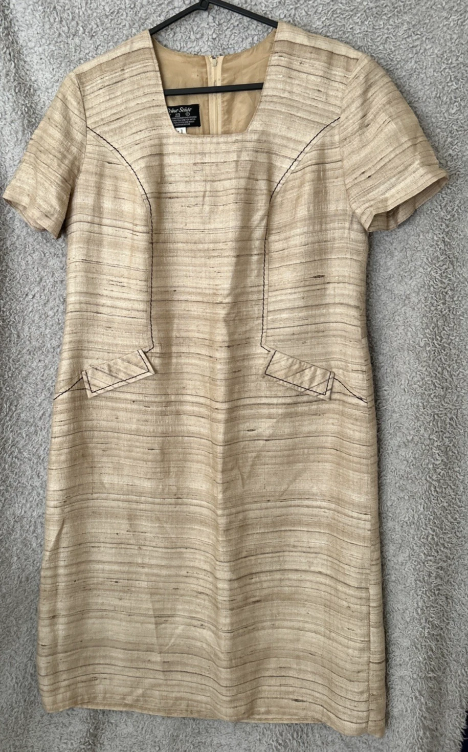 Vintage Reine Seide Pure Silk Midi Dress Short Sleeve Pit-Pit 19" Length 41"