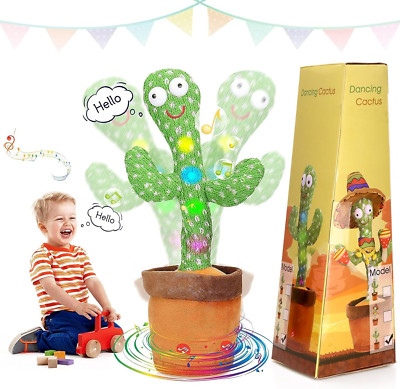  Cactus Dancing Plush Toy Shake Repeat Talking Light Up Funny Singing Kids Gift