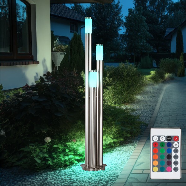 AußEnlampe Stehlampe Gartenlampe Farbwechsel Fernbedienung Dimmbar Silber Led-image