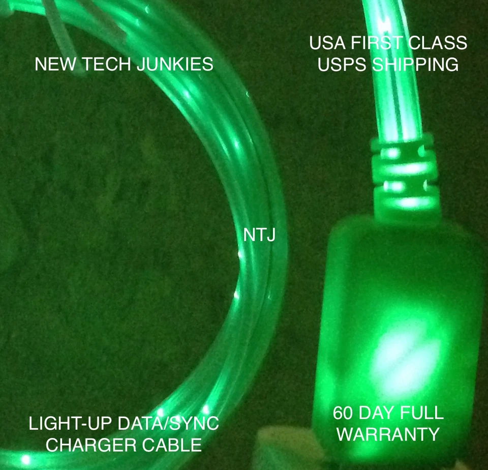 led light-up color usb data charger power charge cable for iphone X 8 7 6 5s 5c - Image 3 of 4