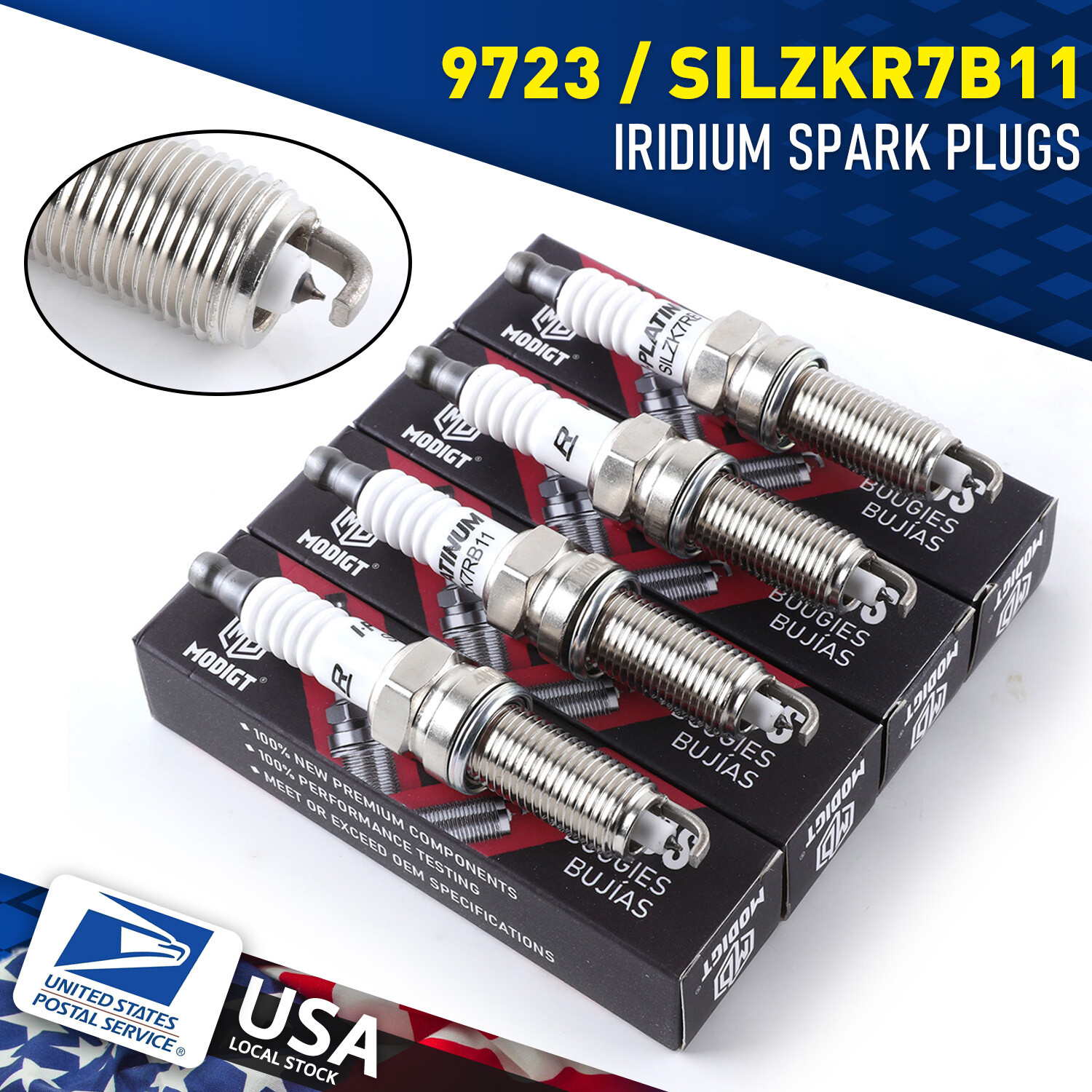4Pcs for Durable ngk 9723 Spark Plugs - Double Iridium SILZKR7B11 For Hyundai
