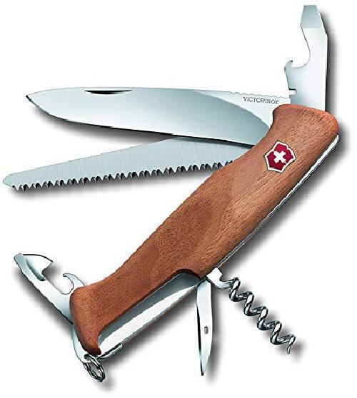 Victorinox ,Ranger Wood 55, coltellino svizzero (10 funzioni, lama bloccabile, c