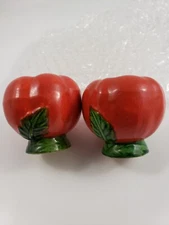 Vintage Japan Tomato Salt Pepper Shakers 1930s MARUHON WARE Collectible