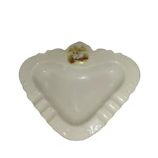 Vintage White Ladies Triangular Ashtray Painted Swans 7.5" X 6.25"
