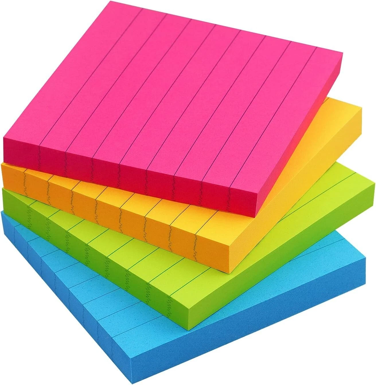 Bright Color Lined Sticky Notes 3x3 4 Pads 90 Sheets Each-image
