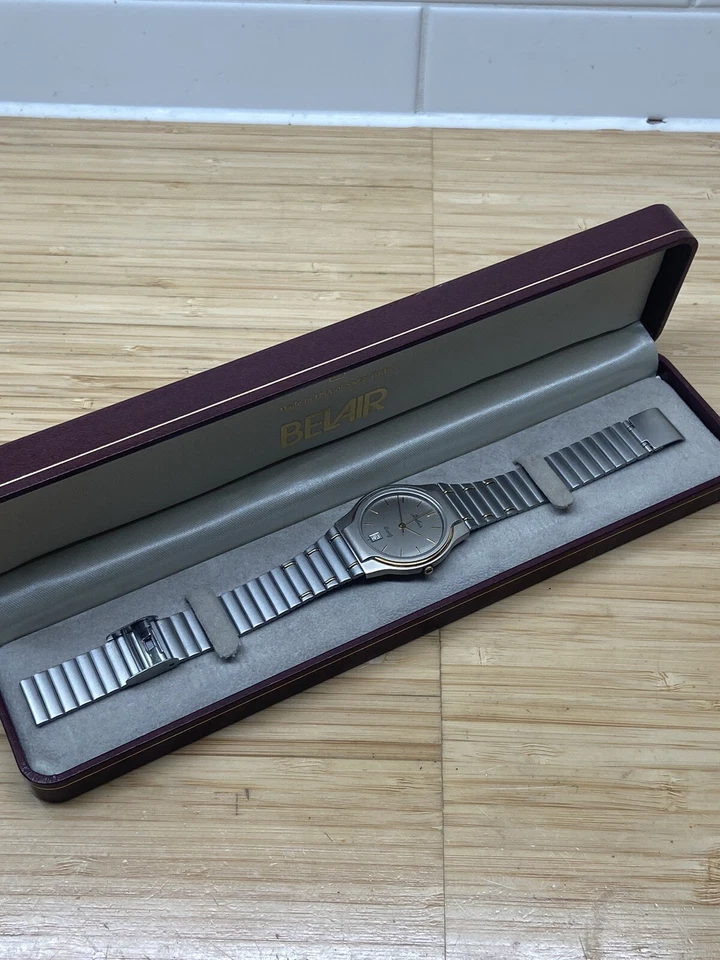 Relógio vintage masculino BELAIR quartzo aço inoxidável ⌚️novo em folha na caixa - Imagem 2 de 4