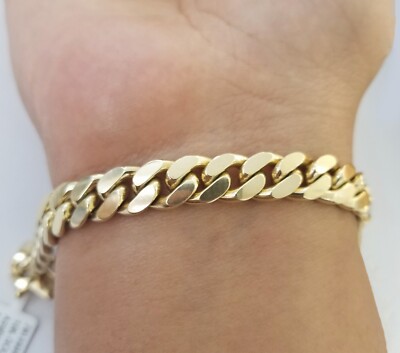 Real 10k Solid Gold Bracelet Miami Cuban Link inch Box