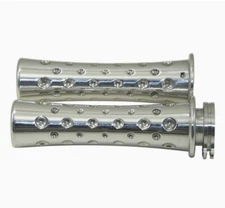 Polished Universal Motorcycle Hand Grips – Dimple Design Flat End Pair