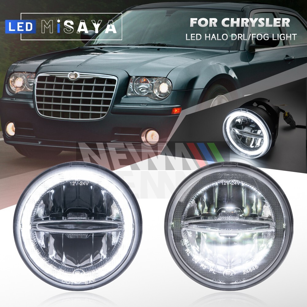 Chrysler 300 Accessories 2005-2010 White Halo LED Fog Light Kit For  2005-2010 Chrysler 300 / 300C / Limited / SRT-8 2012 Dodge Charger Srt8  Headlights