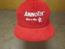 VTG Mix Master Amino Tek Feed Seed Farm Logo Red Corduroy Dealer USA hat Trucker