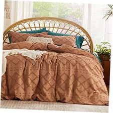 Bedsure Boho Duvet Cover Queen Size,Burnt Orange Breathable Soft Boho