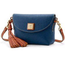 Dooney  Bourke Pebbled Leather Crossbody Saddle Bag Midnight Blue NWT