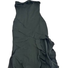 SHEIN Maxi Fitted Flowy Detailed Strapless Slit Women's Black Maxi Dress