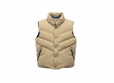 VTG 80s Gorpcore Woolrich Down Puffer Vest Tan / Blue USA With Sheep Logo Large