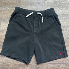 Polo Ralph Lauren Fleece Sweat Shorts Size M 10-12 Black Red Pony Logo Kids