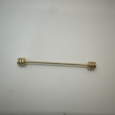 Threaded Tie Bar Gold Tone Barbell Shaped Ends Twist Off 2.25 Inches Retro Vtg