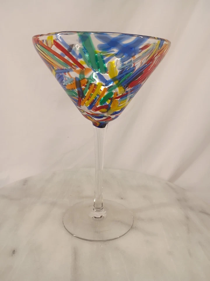 "Juego de 4 vasos de martini confeti soplado a mano Pier 1 7""" Foto 3 de 4
