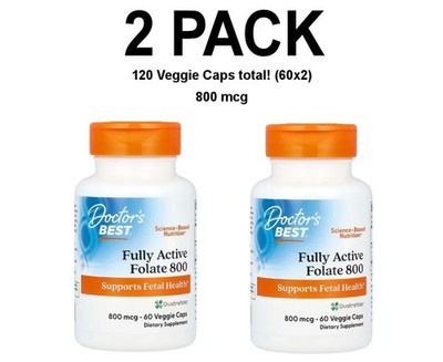 Doctor's Best, Fully Active Folate 800, 2 PACK, 800 mcg, 60 Veggie Caps each