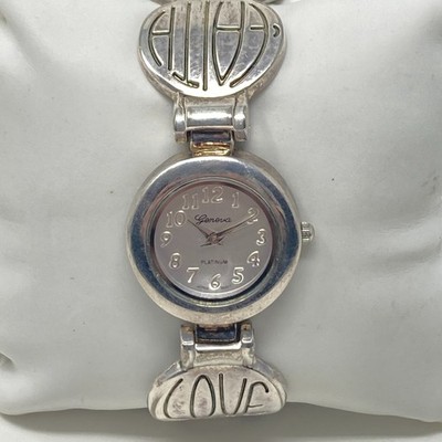 Geneva Womens Watch 27mm Faith Christian Hope Silver Tone Cuff New Battery 6.25''