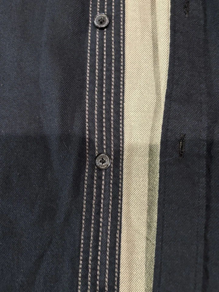 Camisa de franela con botones forrada azul gris cobalto XXL de algodón pesado Carbon 2 para hombre Foto 3 de 4