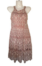 Elegant Red Lace Sleeveless Dress Size L W005