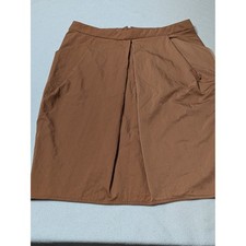 Gianfranco Ferre Nylon Skirt Brown Mustard Light Sz 44 Italy US 8 Knee Gorp