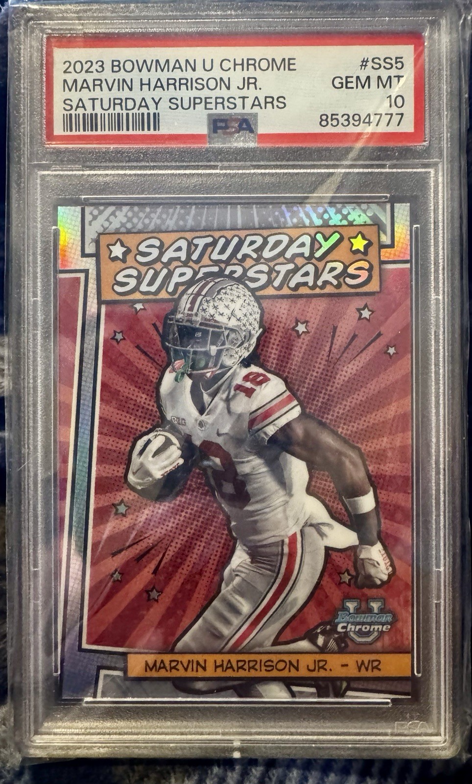 Marvin Harrison Jr. 2023 Bowman University Chrome Saturday Superstars SSP PSA 10