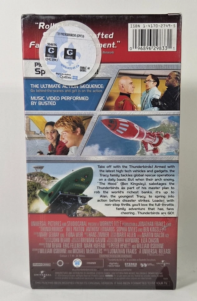Thunderbirds (VHS 2004) Ben Kingsley Bill Paxton Late Release SEALED! *READ* - Image 3 of 3