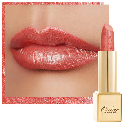 OULAC Lippenstift Metallic Glanz Finish, Koralle Glitzer Lippenstift mit Lang