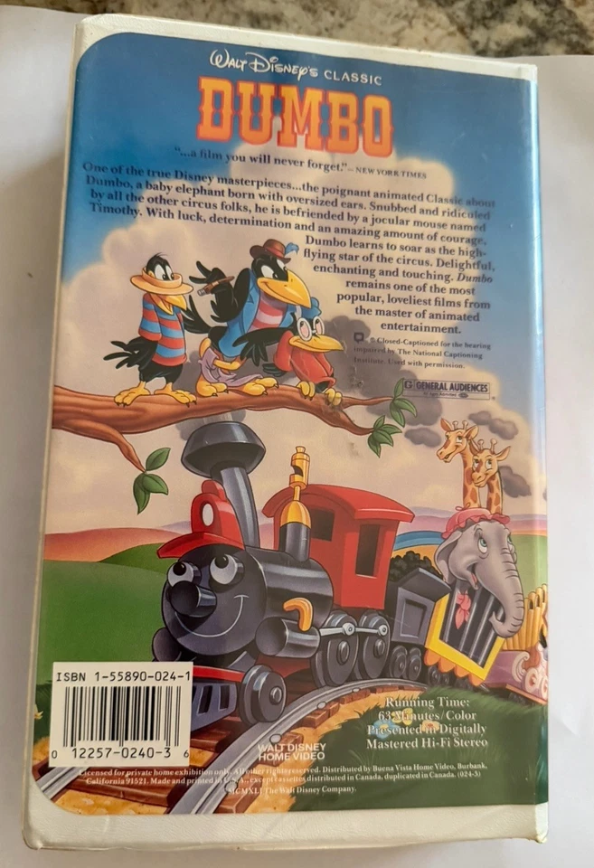 RARE ! Dumbo (VHS 024) Black Diamond Edition Walt Disney Classic - Image 3 of 4