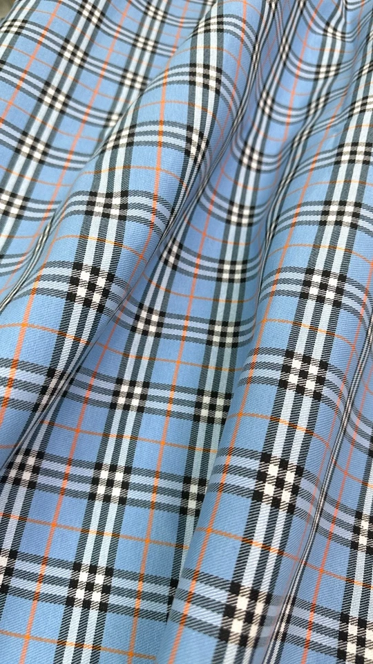 Blue Orange Plaid Tartan Scottish Woven Fabric Material 44"W BTY - Image 3 of 4