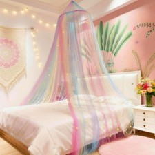 Princess Rainbow Bed Canopy with Stars Glow in The Dark, Bed Canopy for Girls...