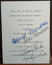 Jimmy  & Rosalynn Carter & Walter & Joan Mondale Signed 1978 Invitation