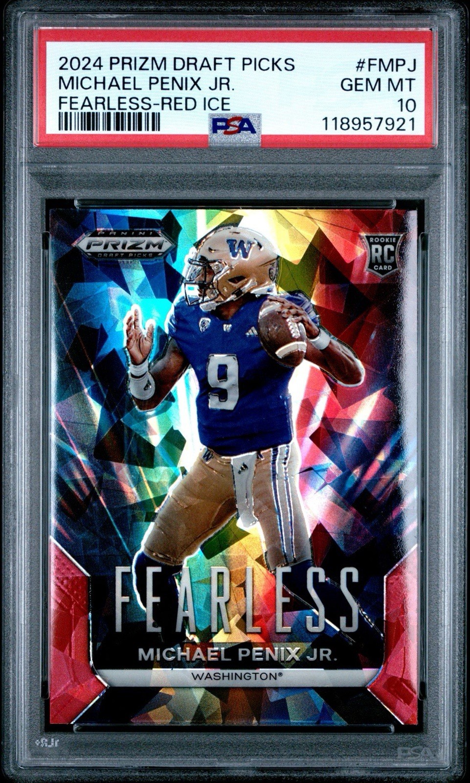 Michael Penix Panini Prizm Draft Picks Fearless #FMPJ Red Ice