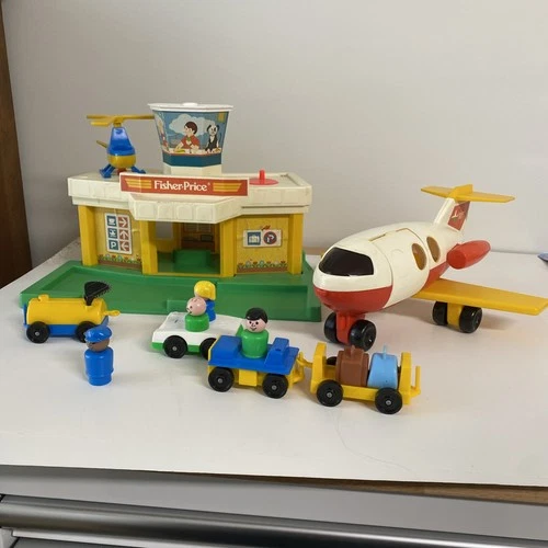 Vintage 1980s Fisher Price Little People Airport & Accessories Near Complete Set