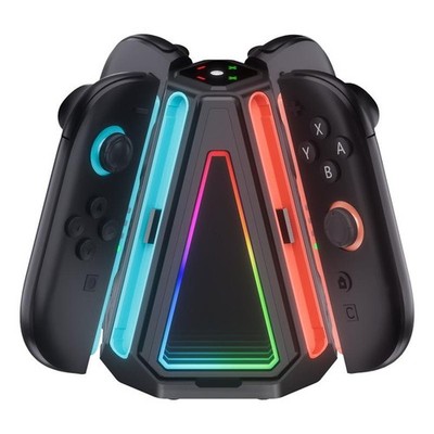 Für Nintendo Switch 2 4-in-1 Dreieck-Ladestation für Joy-Con RGB Licht Schwarz