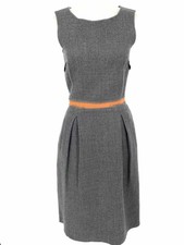 DOLCE & GABBANA Women's Gray sheath Silk Ruffles Wool Blend Size 42/S Dress