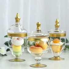 Stunning Clear Glass Apothecary Jars Set 3pack, Decorative Storage Display Jars